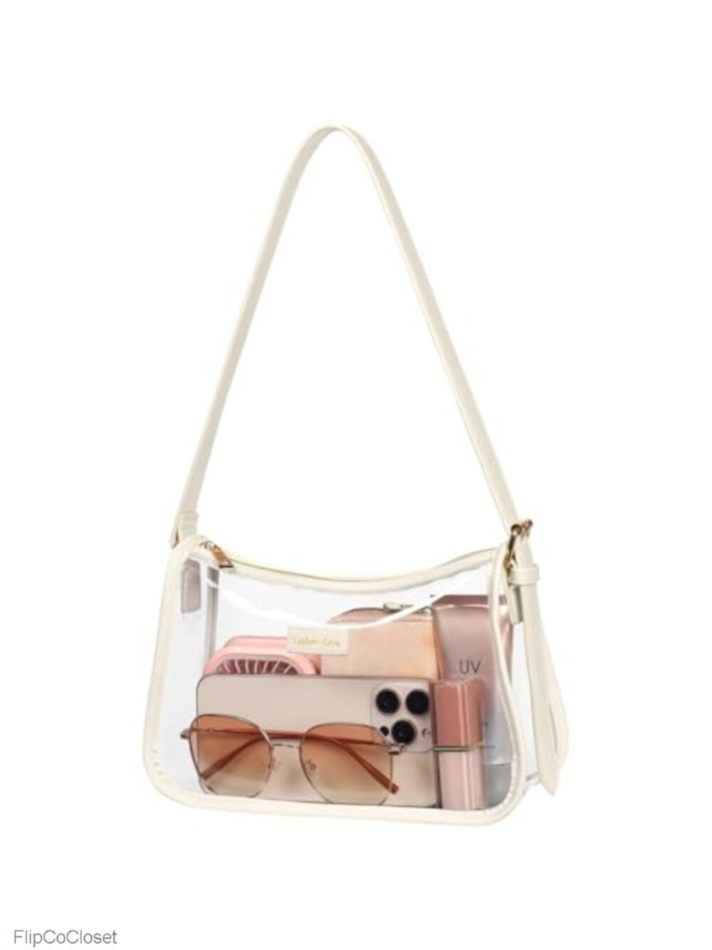 Clear PVC & PU Leather Shoulder Bag Stadium Approved 9.5x6.3x3.2